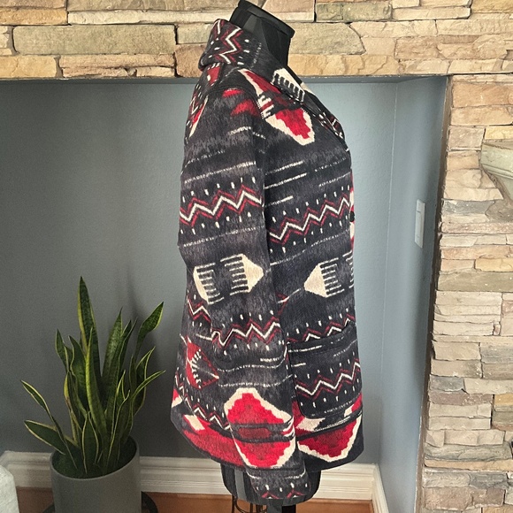 Lauren Ralph Lauren Cowgirl Western Fleece Jacket Cardigan Sweater Soft Black L - Picture 4 of 7